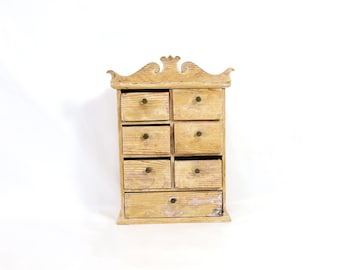 Small Wall Cabinet with Drawers | 1910s Norwegian Antique | Nordic Home Decor | Rustic Patina | Unique Gift