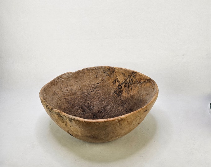 Handcrafted Rare Antique Ale Burl Bowl - Norwegian Heritage with Beautiful Patina - Ideal Christmas Centerpiece or Table Accent