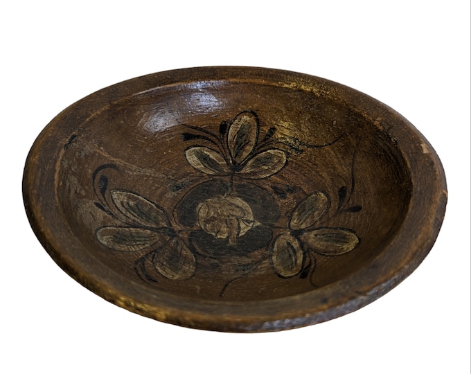 Rose painted Wooden Table Bowl - Vintage rose painted Bowl - Rosemalt Norwegian Table Decor