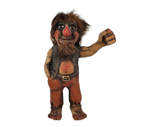 Charming Vintage Norwegian Handmade Troll Figurine - Scandinavian Folk Art Collectible
