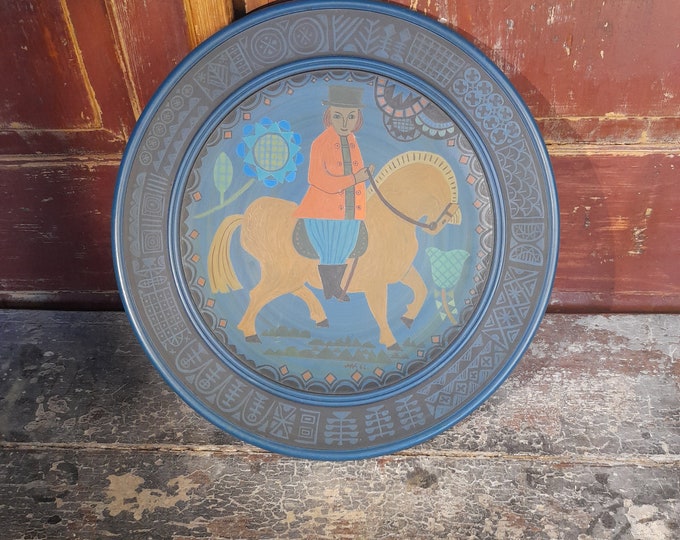Stunning antique serving bowl with beautiful motif inside, Folk-art bowl,rare bowl, collectible, Norwegian folk art,rustic and primitiv