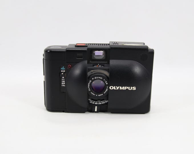 Vintage Olympus XA Rangefinder Camera with Red Pouch Set | 1980s Japan 35mm f/2.8 | Estate Find Photographer Gift Idea