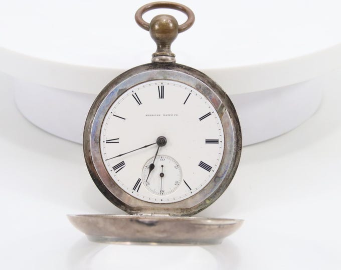 Antique American Watch Co. Pocket Watch – ca. 1870s Coin Silver Case, Key Wound Movement with Key – Collectible Timepiece