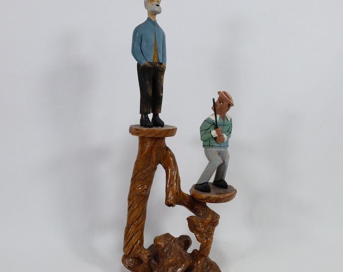 Vintage 1950s Norwegian Wooden Figure Sculpture - Exquisitely Carved Collector's Piece