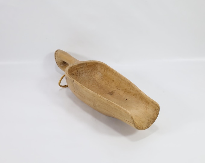 Norwegian Wooden Salt Shovel Bowl | Handmade 19th Century Decor | Rustic Table Decoration | Nordic Heritage Gift