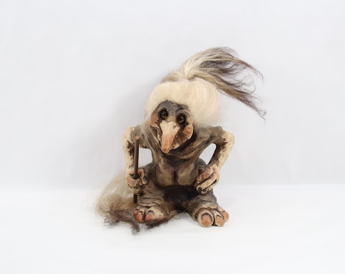 Vintage NyForm Norwegian Troll Figurine 1970s | Handmade Latex Norway Folk Art | Large Scandinavian Mythology Creature Sculpture Decor