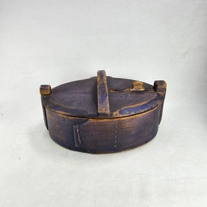 Authentic 1800s Norwegian Tine Box with Original blue paint- Rustic Farm House Decor - Collectors&#39; Delight