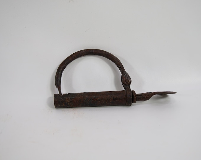 Antique 19th Century Norwegian Hand Forged Padlock with Functional Key