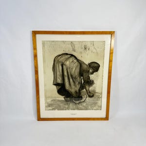 Vincent van Gogh Reproduction: Woman Picking Grains Art Print