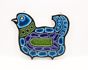 Konrad Galaaen Ceramic Bird Wall Plaque | Porsgrund Studio 1960s Scandinavian Relief | Mid Century Norwegian Art
