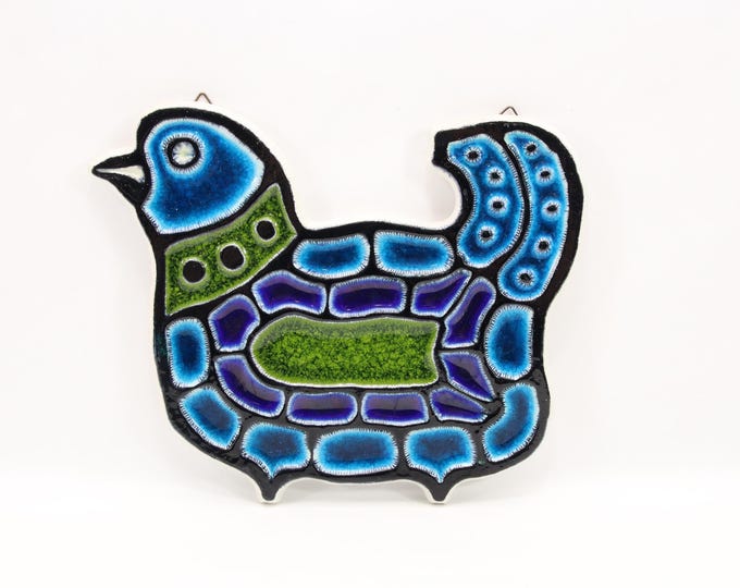 Konrad Galaaen Ceramic Bird Wall Plaque | Porsgrund Studio 1960s Scandinavian Relief | Mid Century Norwegian Art