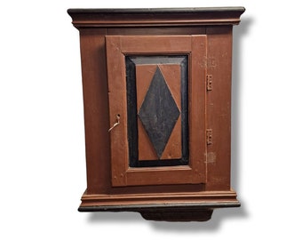 Antique hanging cabinet - Hand carved Norwegian wall cabinet