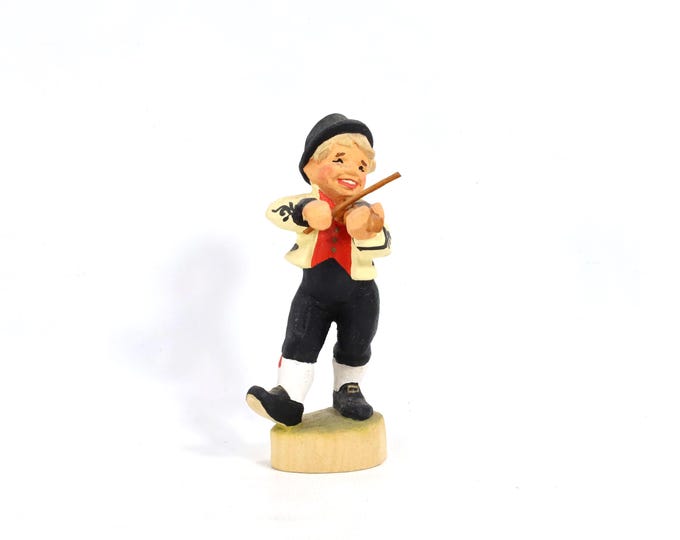 Vintage Henning Figure | Hand Carved Norwegian Folk Art | 1970s Bunad Figure | Nordic Gift | Harding Fiddle