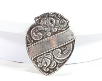 1920s Norwegian Silver Shield | Rose Pattern Silver 830s | Vintage Scandinavian Keepsake | Collector's Item