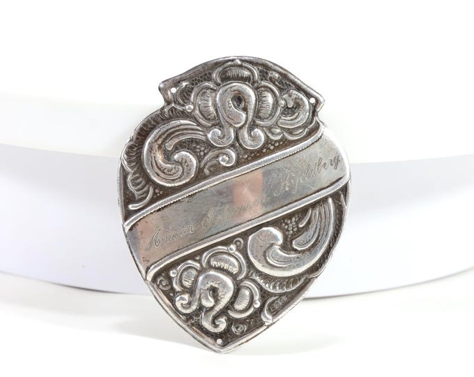 1920s Norwegian Silver Shield | Rose Pattern Silver 830s | Vintage Scandinavian Keepsake | Collector's Item