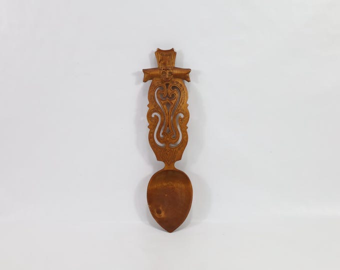 Norwegian Handmade Wooden Spoon | Vintage Fox Handle Design | Nordic Kitchen Decor | Scandinavian Collectible