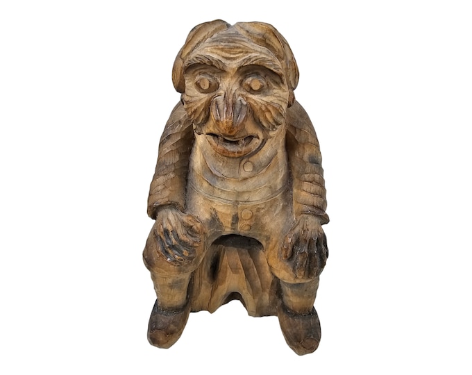 Vintage Rare Norwegian Troll Figure from 1950s - Hand Carved & Signed, Collector's Display Piece - Norwegian folk art troll