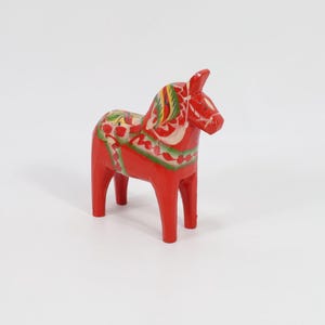Authentic Swedish Dala Horse Figure - Vintage Scandinavian Art for Home Decor - Red Hand-painted Dala Horse Figurine