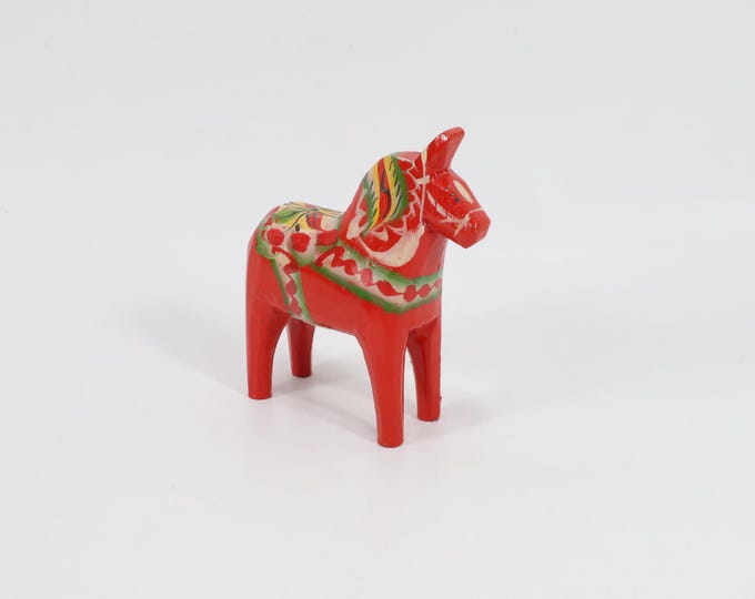 Authentic Swedish Dala Horse Figure - Vintage Scandinavian Art for Home Decor - Red Hand-painted Dala Horse Figurine