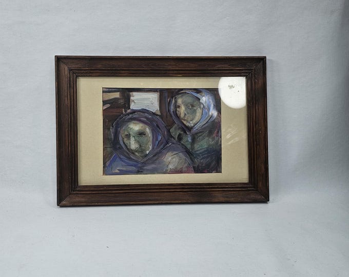 Norwegian Folk Art - Hand-Painted Rui Sisters Portrait from Telemark - Historical Home Decor