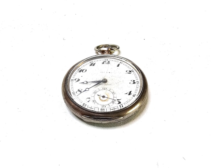Beautiful antique pocket watch from Movado in Switzerland - Pocket alarm watch - Gift for father