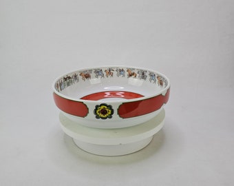Scandinavian Home Decor - Authentic Norwegian Folk Art Ale Bowl - Porsgrund Porcelain 1998 - Wedding Procession Design