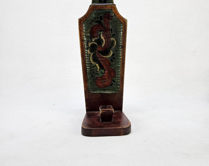 Vintage-Inspired Mid-Century Wooden Rose-Painted Wall Sconce - Handcrafted Norwegian Decor