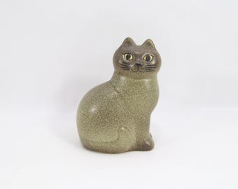 Lisa Larson Ceramic Cat Figurine Green Gustavsberg Sweden - Etsy