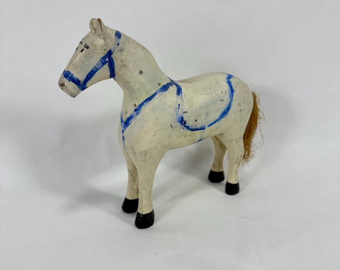 Vintage Norwegian Wooden Horse from Early 20th Century - Charming Patina, Perfect Gift for Collectors