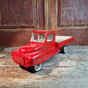 Vintage Red Wooden Truck | Norwegian Toy Folk Art | Collectible Wood Car | MCM Toy | Handmade Gift | 1940s Toy
