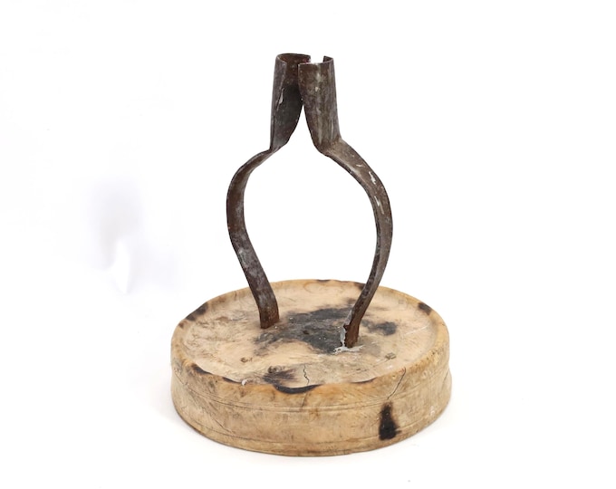 Norwegian 19th Century Rushlight Candleholder | Rustic Farmhouse Decor | Heritage Craft | Collector's Piece