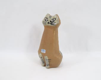 Vintage Lisa Larson Lilla Zoo Sitting Cat Figurine - Gustavsberg Swedish Stoneware Cat, Scandinavian Design