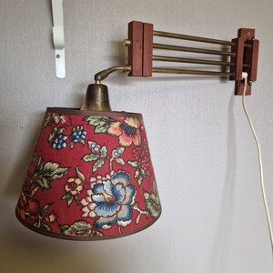 Fantastic 1950s Norwegian designed teak wall lamp,Wall scone lamp,Interior lamp,Flower lamp shade,Scandinavian design,Rare design lamp image 6