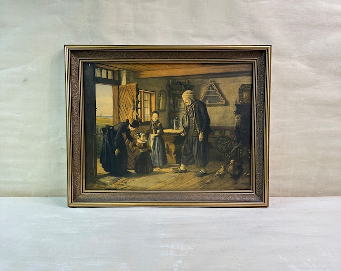 Vintage Print: Visiting Grandfather by Julius Exner - Retro 1970s Reproduction