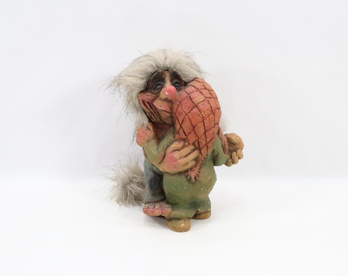 NyForm Dancing Couple Troll Figurine Model 180 | Norwegian Handmade Troll Couple | Vintage 1980s Scandinavian Folk Art Decor