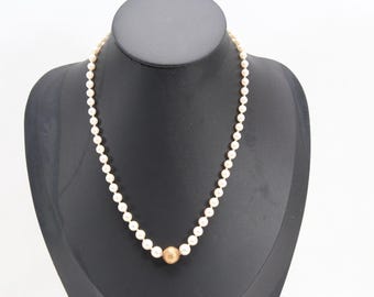 1970s Ole Lynggaard Copenhagen Cultured Pearl Necklace | 14K Gold Textured Clasp | Danish Designer Jewelry | Vintage Scandinavian Design