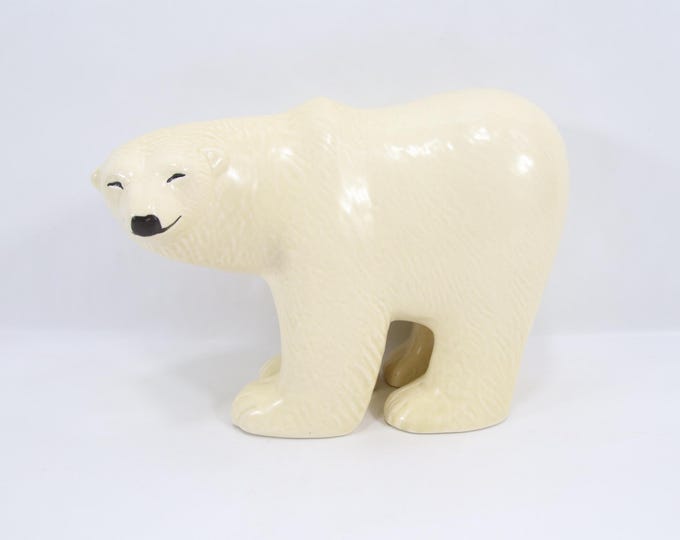 Lisa Larson Polar Bear Figurine Gustavsberg Sweden | 1980s Scandinavian Stoneware Art | Skansen Nordic Zoo Collectible Decor