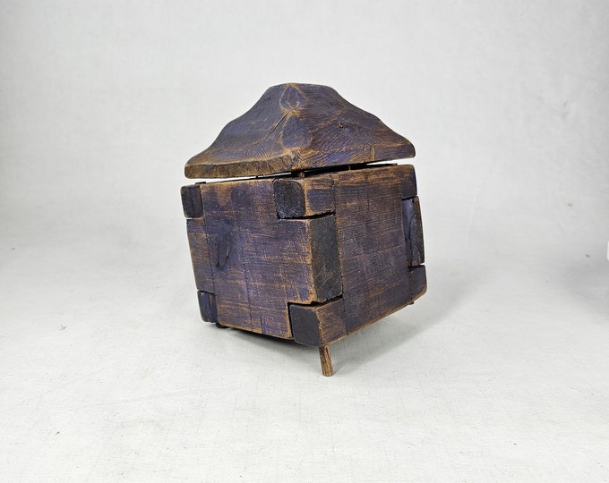 Hand-Carved Antique Norwegian Butter Mold from the 18th Century in Cobalt Blue color - Rustic and primitive tool