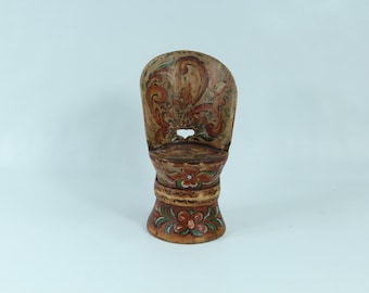Unique Cube Chair with Norwegian Rosemaling Motif - Scandinavian Children's Furniture - Vintage Norwegian