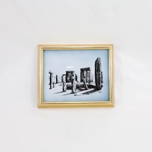 Porsgrund Porcelain Art Tile | Stonehenge Illustration | Norwegian Porcelain 1988 | History Buff Gift | Celestial Decor