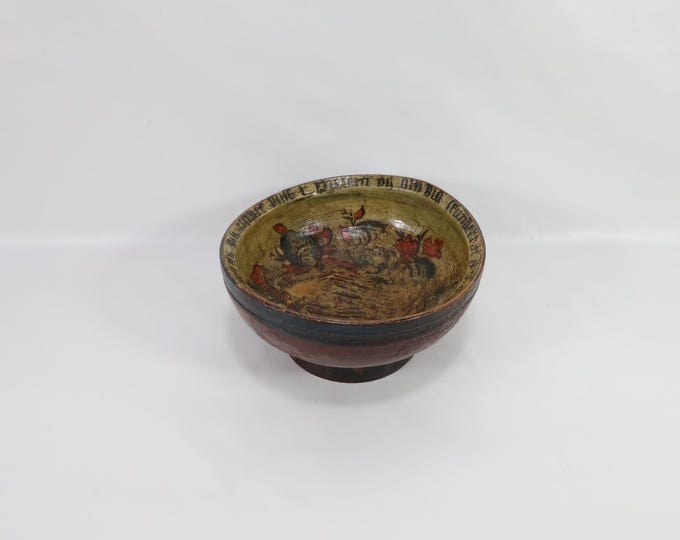 Norwegian Folk Art Bowl | 19th Century Wooden Bowl | Rustic Rose Paint Decor | Collectible Beer Bowl | Antique Gift