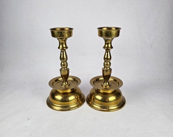 Beautiful Handmade Brass Candlestick Pair - Retro 1950s Home Decor Accent - Norwegian vintage candlesticks
