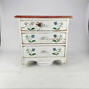 Vintage Norwegian Rosepainted Jewelry Box - Exquisite Antique Chest of Drawers - Handmade 1920s-1940s Treasure