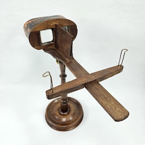 Visualizador de estereoscópio americano vintage - Visualizador de cartão postal colecionável de 1800 - Exibição de peça central antiga - Fabricado em Nova York em 1800