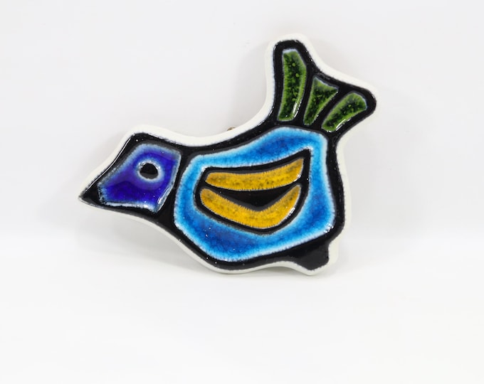 Konrad Galaaen Ceramic Bird Plaque | Porsgrund Studio 1960s Wall Art | Scandinavian Mid Century Porcelain Decor