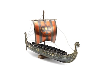 Edward Aagaard Viking Ship Sculpture – Danish Bronze Longship – Scandinavian Art – Signed Denmark – Mid Century Nordic Decor