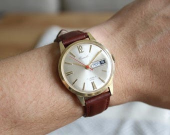 Vintage Cariole 17 Jewels Mechanical Watch | Swiss Made Aluminium Case Steel Back Hand Winding | Retro 33mm Men's Day Date Watch