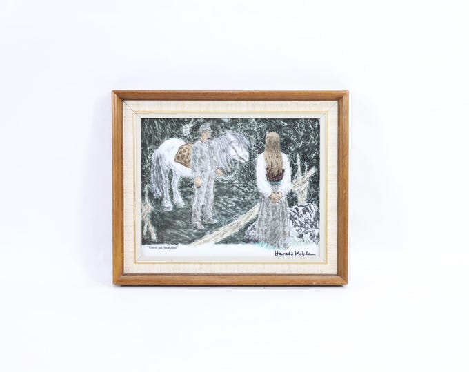 Porsgrund Porcelain Art Tile | "Guro on the Farm" by Harald Kihle | Nordic Art Collector's Piece | Nordic Art Gift