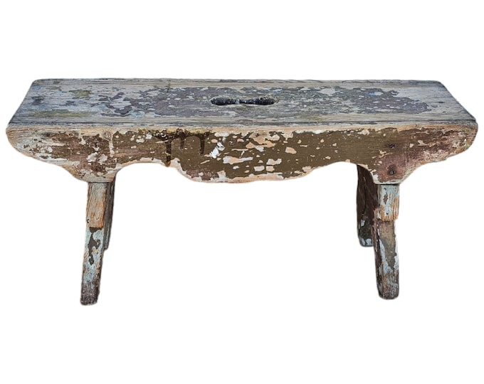 Vintage Norwegian Milking Stool - Rustic 1900s Peasant Design - Unique Antique Housewarming Gift