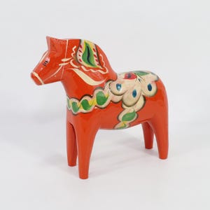 Authentic Swedish Dala Horse Figure - Vintage Scandinavian Art for Home Decor - Red Hand-painted Dala Horse Figurine